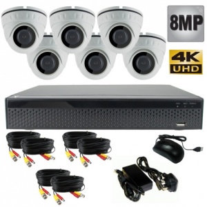 8Mp Dome Camera CCTV System with six Cameras - 8Mp / 4K